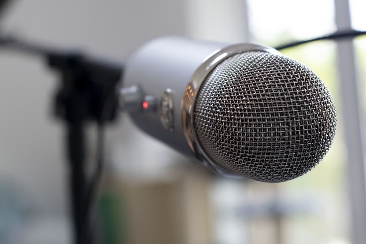 A microphone set up for recording